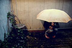 girl under umbrella